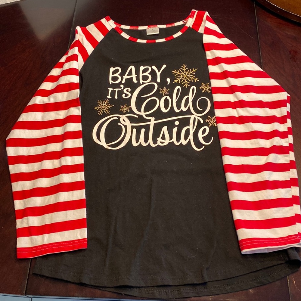 Mia Belle “Baby It’s Cold Outside” Women’s Holiday Shirt- Size L